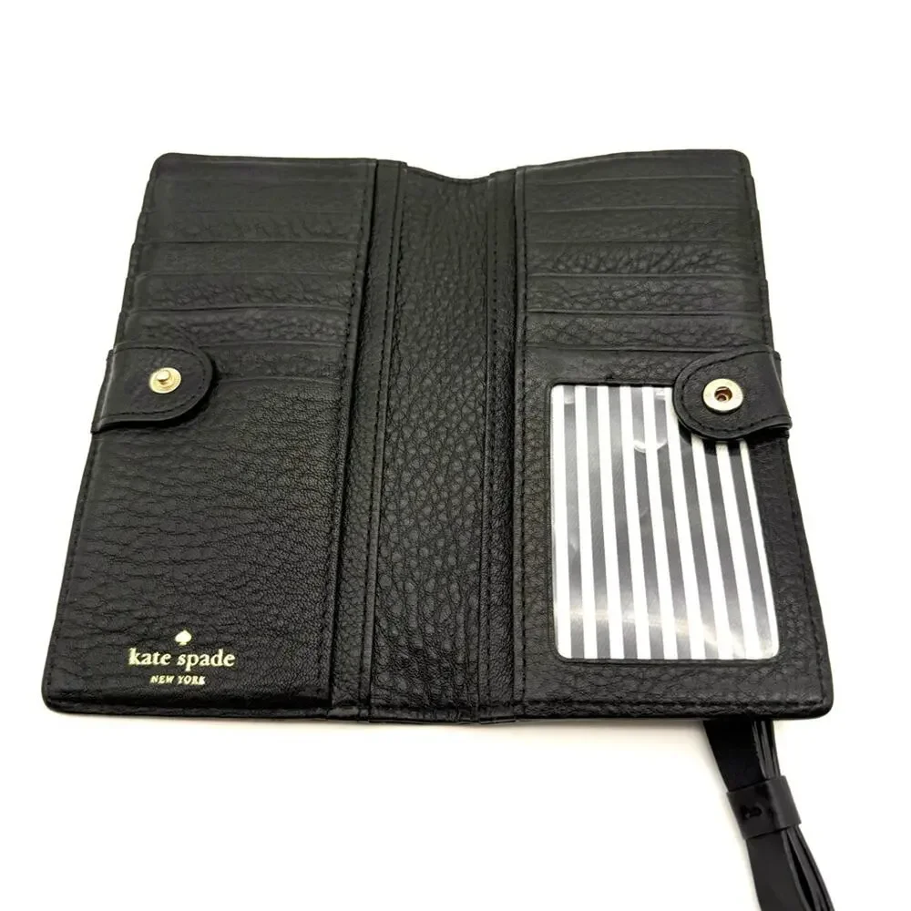 Kate Spade Stacy Leroy Street Wallet Black Pebble Leather WLRU1894